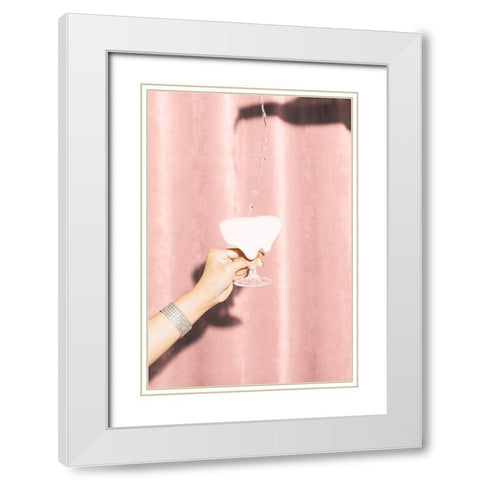 Heres To Pink 04 White Modern Wood Framed Art Print with Double Matting by 1x Studio III