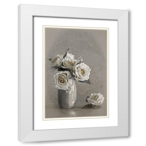 Faded Lines White Modern Wood Framed Art Print with Double Matting by Kiral, Cicek
