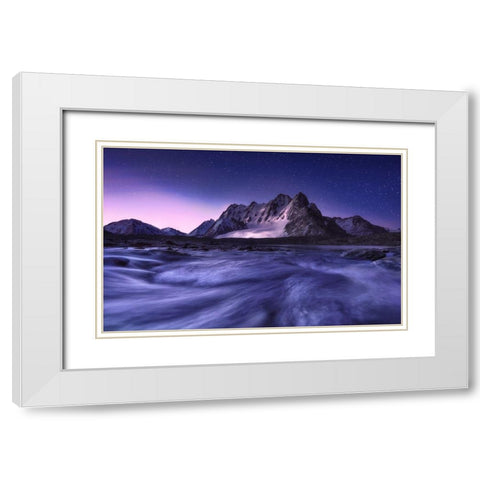 Blues Of Bogda Mountain White Modern Wood Framed Art Print with Double Matting by Hao, Damon