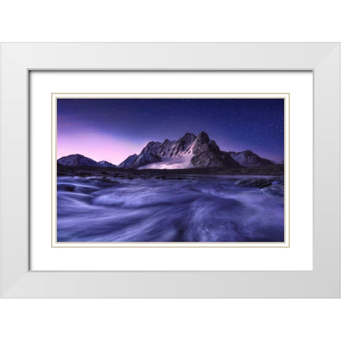 Blues Of Bogda Mountain White Modern Wood Framed Art Print with Double Matting by Hao, Damon
