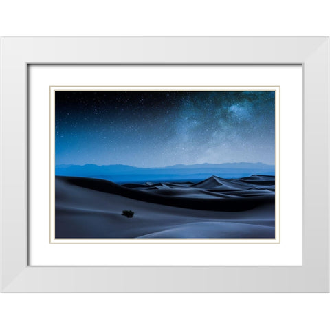 Desert Galaxy White Modern Wood Framed Art Print with Double Matting by Fotouhi, Mohammad