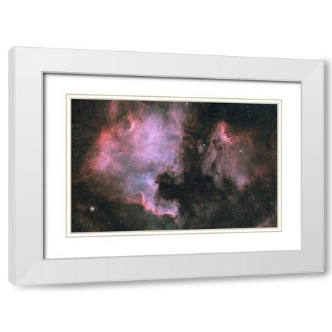 North America And Pelican In Cygnus White Modern Wood Framed Art Print with Double Matting by Astroberry, Sismo