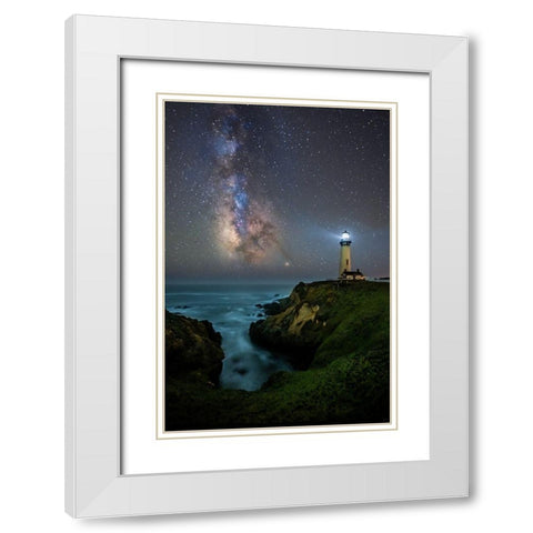 Lighting Up The Milky Way White Modern Wood Framed Art Print with Double Matting by Li, Sophia