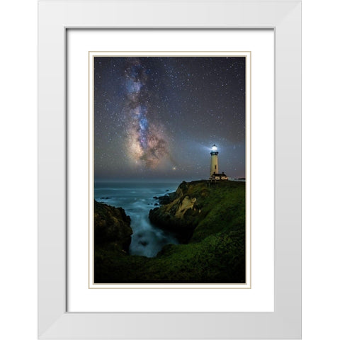 Lighting Up The Milky Way White Modern Wood Framed Art Print with Double Matting by Li, Sophia