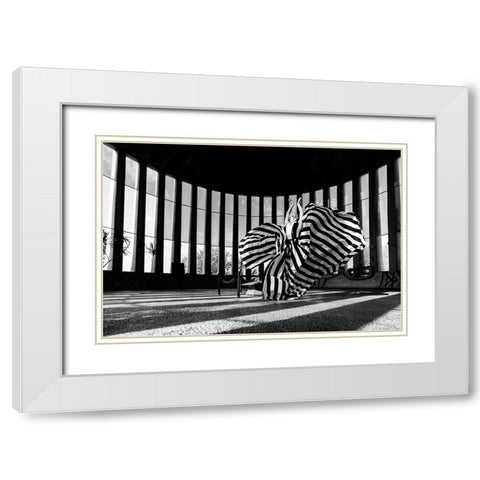Untitled White Modern Wood Framed Art Print with Double Matting by Lev Ari, Shay