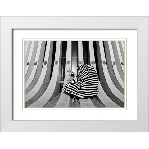 Untitled White Modern Wood Framed Art Print with Double Matting by Lev Ari, Shay