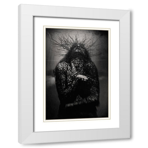 Untitled White Modern Wood Framed Art Print with Double Matting by Bousca, Bogdan