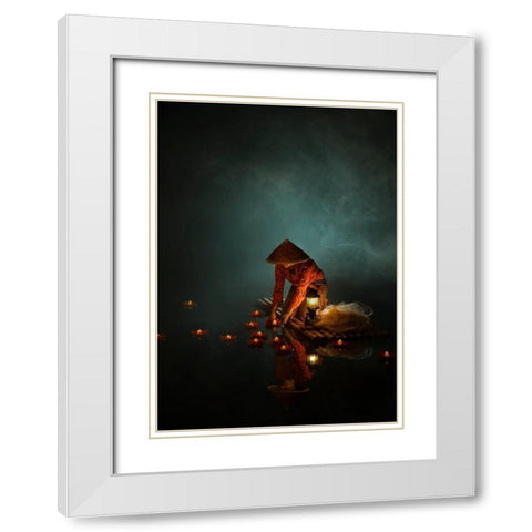 Candle Of Eternity White Modern Wood Framed Art Print with Double Matting by octavandy