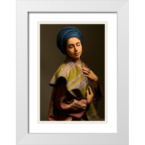 Padme White Modern Wood Framed Art Print with Double Matting by Shiki, Shizuo