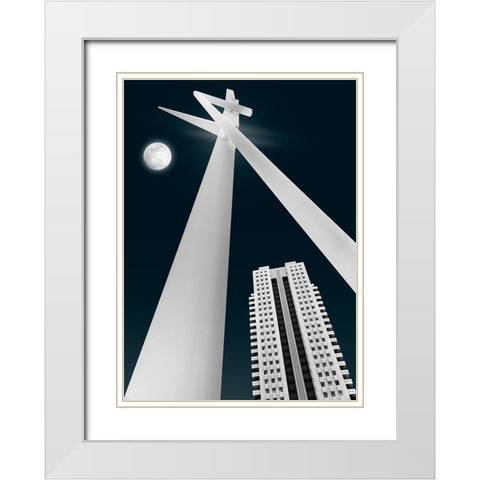 Hanging By A Thread White Modern Wood Framed Art Print with Double Matting by Garcia, Helena