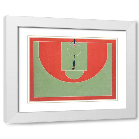 Shadow basketball White Modern Wood Framed Art Print with Double Matting by Polischuk, Ekaterina