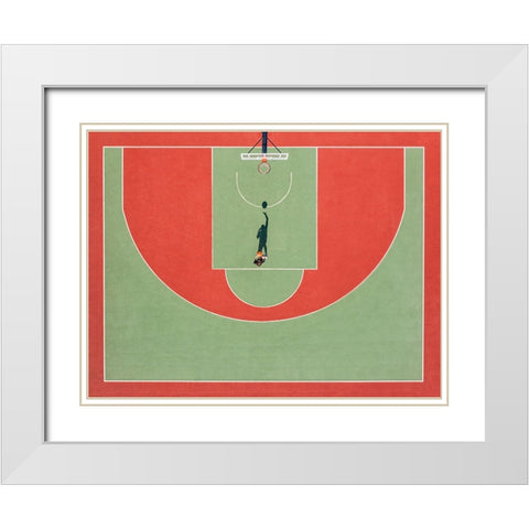 Shadow basketball White Modern Wood Framed Art Print with Double Matting by Polischuk, Ekaterina