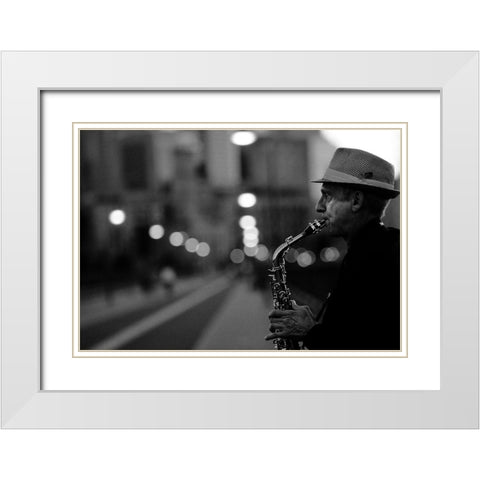 Evening Melts Away White Modern Wood Framed Art Print with Double Matting by Ariel, Ariel