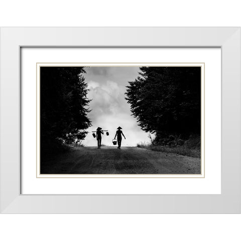 worker White Modern Wood Framed Art Print with Double Matting by Nisan Kandilcioglu, Ummu
