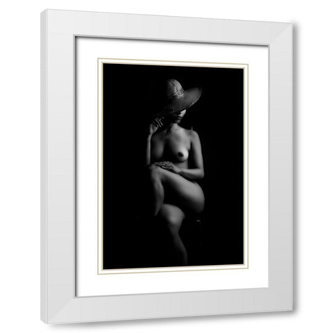 Muse 2 White Modern Wood Framed Art Print with Double Matting by Das, Prithul