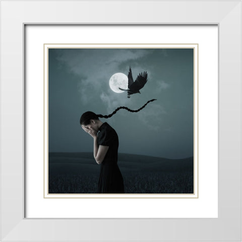When I Miss You White Modern Wood Framed Art Print with Double Matting by Hardibudi