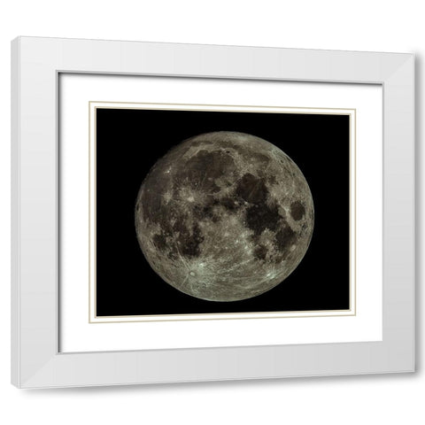 Full Moon White Modern Wood Framed Art Print with Double Matting by Kalika, Michael