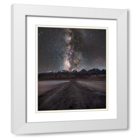 Oh Merak! White Modern Wood Framed Art Print with Double Matting by Chander, Vikas
