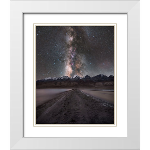 Oh Merak! White Modern Wood Framed Art Print with Double Matting by Chander, Vikas
