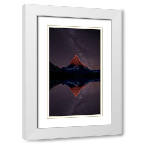 A mountain of stars White Modern Wood Framed Art Print with Double Matting by Victor, Baldea