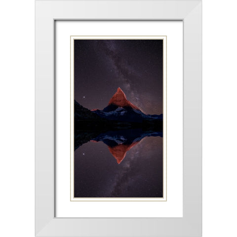 A mountain of stars White Modern Wood Framed Art Print with Double Matting by Victor, Baldea