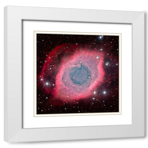 The Helix Nebula White Modern Wood Framed Art Print with Double Matting by Chander, Vikas