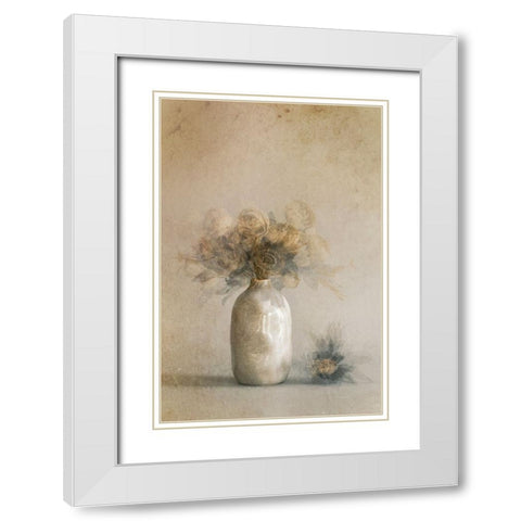 Fallen Leaves White Modern Wood Framed Art Print with Double Matting by Kiral, Cicek