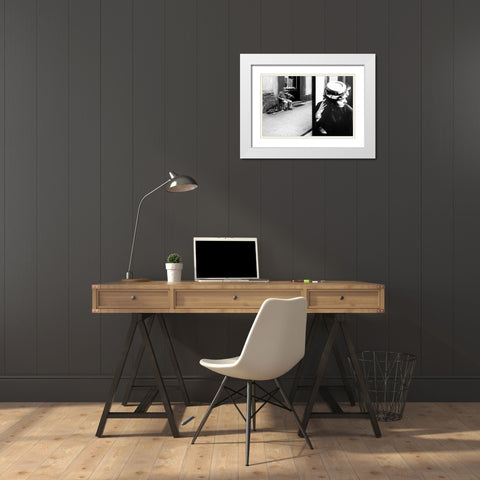 Shes Bored White Modern Wood Framed Art Print with Double Matting by Martinelli, Francesco