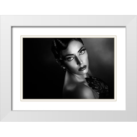 Rossella 3 White Modern Wood Framed Art Print with Double Matting by Tambe, Peppe