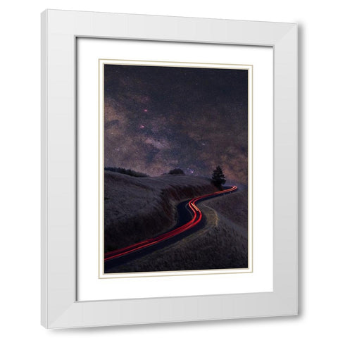Senerity White Modern Wood Framed Art Print with Double Matting by Li, Jinghua