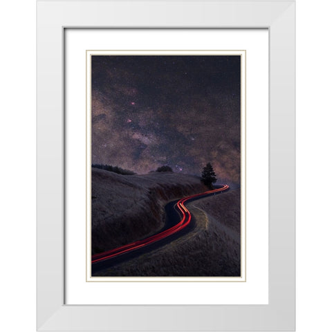 Senerity White Modern Wood Framed Art Print with Double Matting by Li, Jinghua