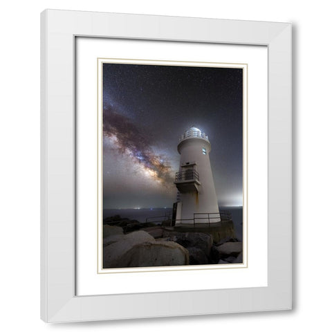 Milestone White Modern Wood Framed Art Print with Double Matting by Harlock