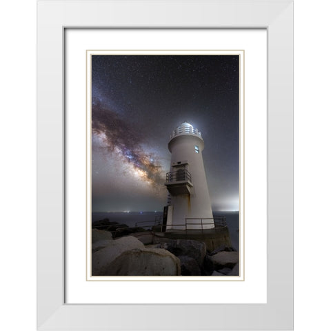 Milestone White Modern Wood Framed Art Print with Double Matting by Harlock