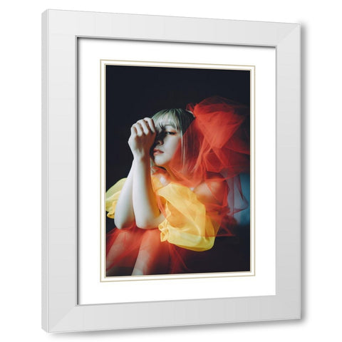 Goldfish White Modern Wood Framed Art Print with Double Matting by H112O1