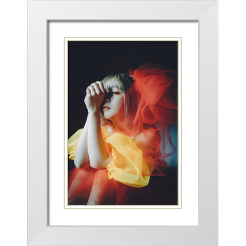 Goldfish White Modern Wood Framed Art Print with Double Matting by H112O1