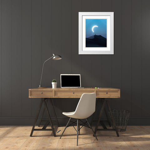 Fascinating view of the solar eclipse White Modern Wood Framed Art Print with Double Matting by Aldaie, Ahmed