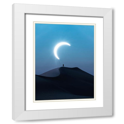 Fascinating view of the solar eclipse White Modern Wood Framed Art Print with Double Matting by Aldaie, Ahmed