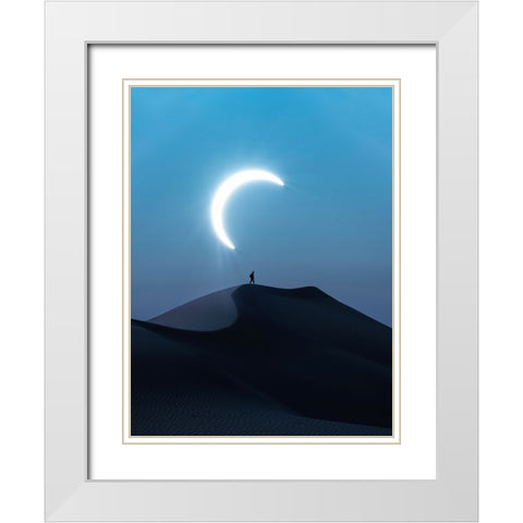 Fascinating view of the solar eclipse White Modern Wood Framed Art Print with Double Matting by Aldaie, Ahmed