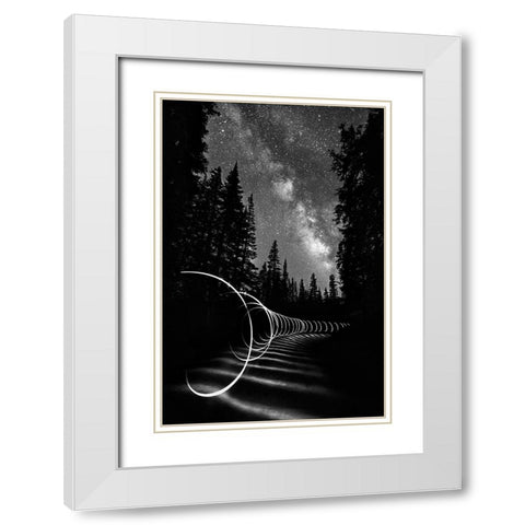 Light Painting Under The Milky Way White Modern Wood Framed Art Print with Double Matting by Shen, Yanyu