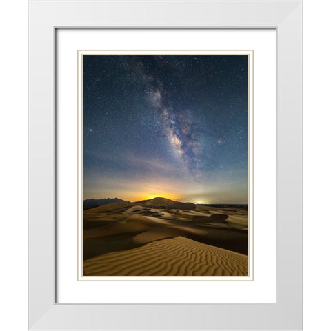 Arab land at night White Modern Wood Framed Art Print with Double Matting by Habib, Ashraf