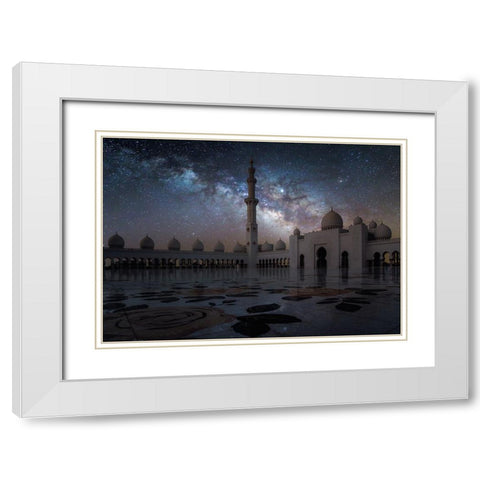 Sheikh Zayed Mosque White Modern Wood Framed Art Print with Double Matting by Habib, Ashraf