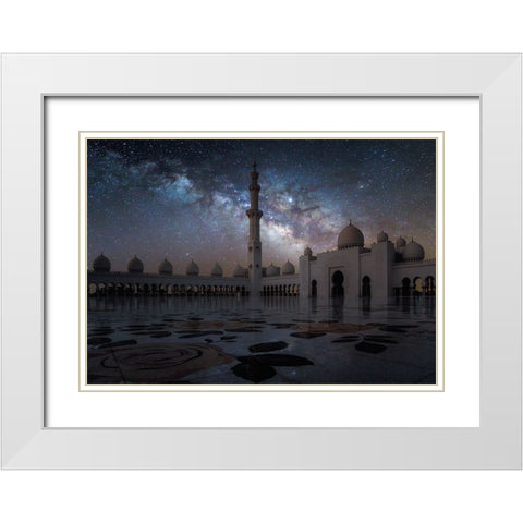 Sheikh Zayed Mosque White Modern Wood Framed Art Print with Double Matting by Habib, Ashraf