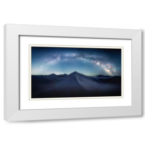 Desert Starry Sky White Modern Wood Framed Art Print with Double Matting by Cui, Yuan