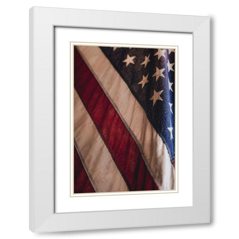 USA Flag White Modern Wood Framed Art Print with Double Matting by Mossholder, Tim