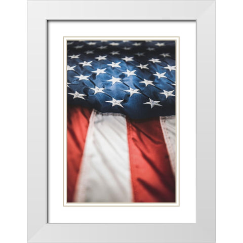 Old Glory White Modern Wood Framed Art Print with Double Matting by Mossholder, Tim