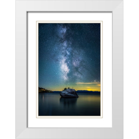 Bonsai Rock Milky Way White Modern Wood Framed Art Print with Double Matting by Chen, Jiong