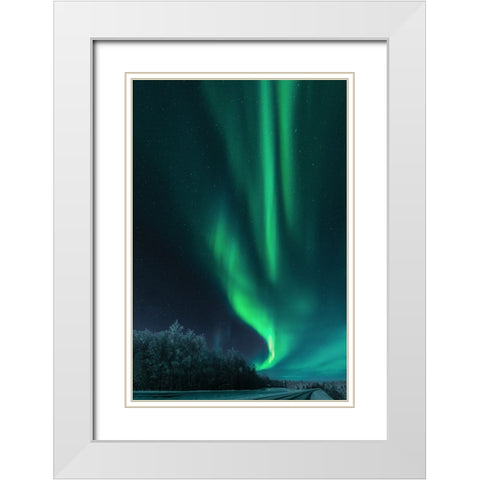 Polar Lights White Modern Wood Framed Art Print with Double Matting by Rosenfeld, Haim