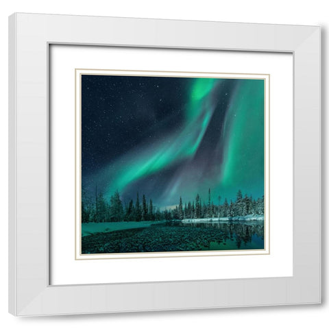 Music Of The Heavenly Organ White Modern Wood Framed Art Print with Double Matting by Rosenfeld, Haim