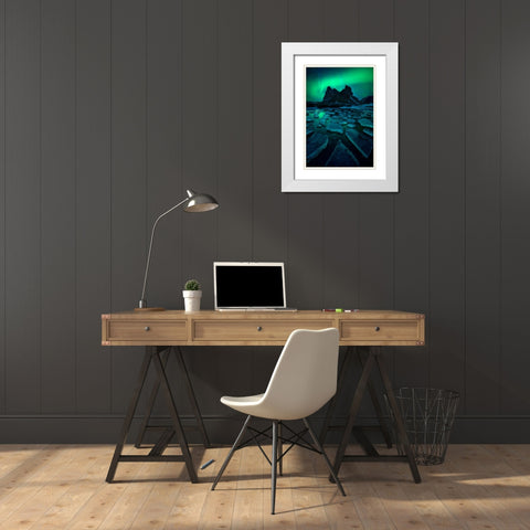 Icy Eystrahorn White Modern Wood Framed Art Print with Double Matting by Kuric EP, Marian