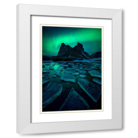 Icy Eystrahorn White Modern Wood Framed Art Print with Double Matting by Kuric EP, Marian